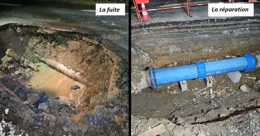 Double casse sur le réseau d’adduction d’eau potable